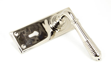 From The Anvil - Polished Nickel Reeded Lever Lock Set | Sku. 33324 | Trade Door Handles.