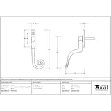 From The Anvil - Black Large 16mm Monkeytail Espag - RH | Sku. 33341 | Trade Door Handles.