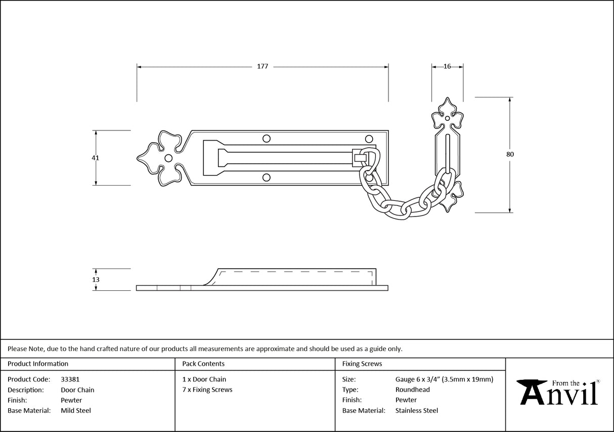 From The Anvil - Pewter Door Chain | Sku. 33381 | Trade Door Handles.
