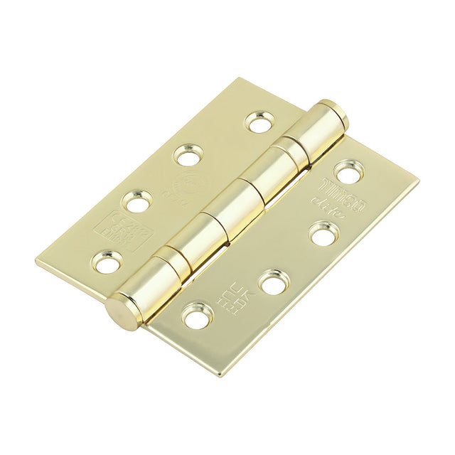 This is an image of Timco - Grade 13 Fire Door Hinges - Electro Brass Stainless Steel 101 x 76 x 3 (1.5 Pairs Box) 334006