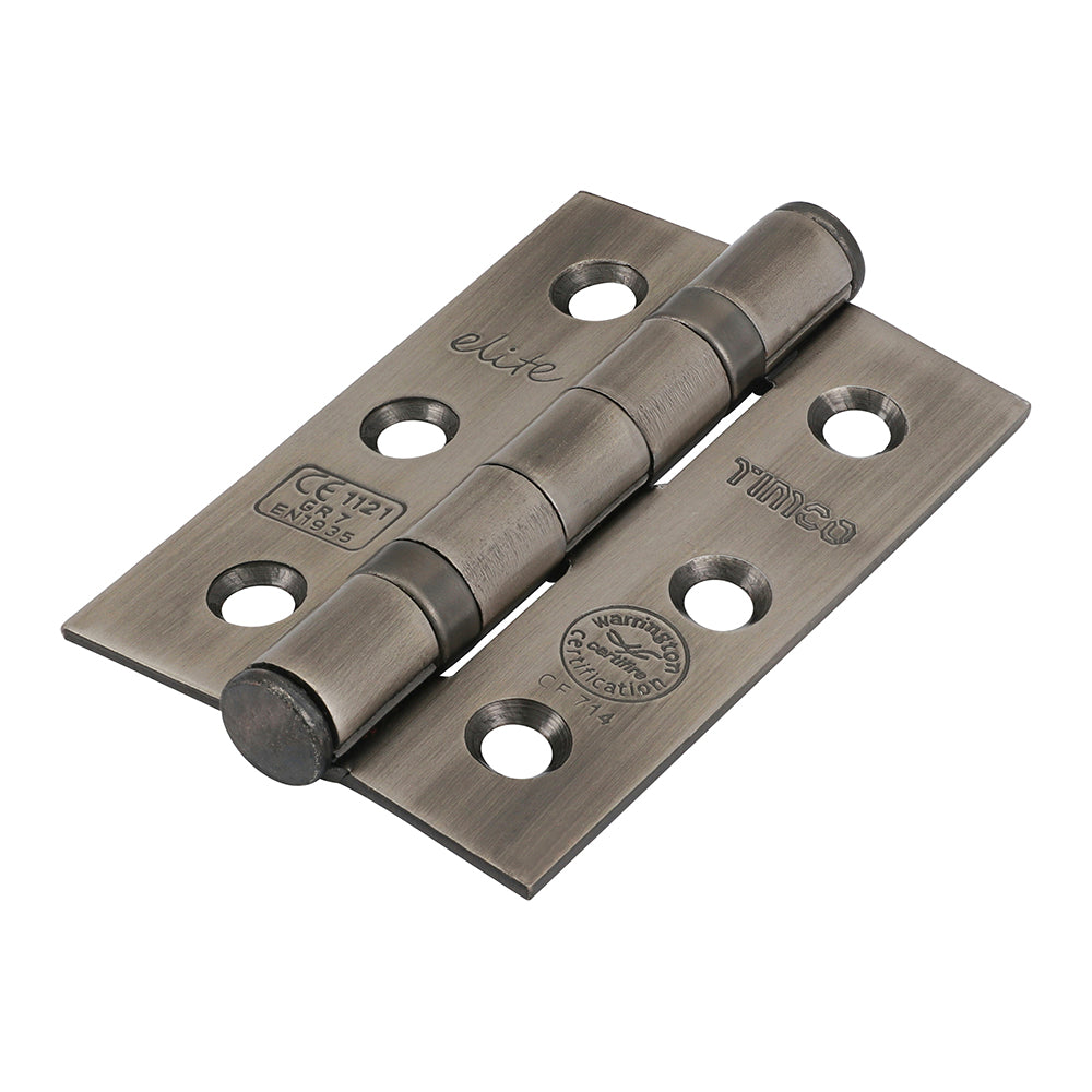 This is an image of Timco - Grade 7 Fire Door Hinges - Antique Brass 76 x 50 x 2.0 (1 Pairs Box) 334034