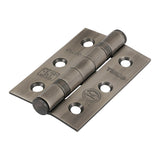 This is an image of Timco - Grade 7 Fire Door Hinges - Antique Brass 76 x 50 x 2.0 (1 Pairs Box) 334034