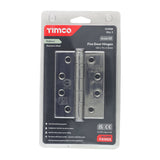 This is an image of Timco - Grade 13 Fire Door Hinges - Polished Stainless Steel 101 x 76 x 3 (1.5 Pairs Blister Pack) 334080