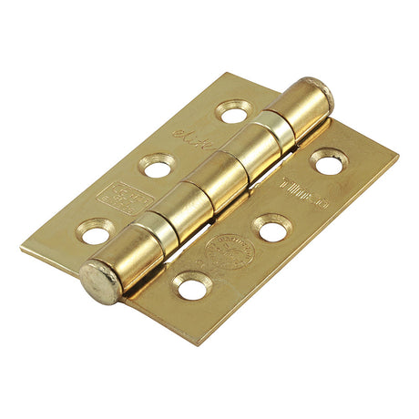 This is an image of Timco - Grade 7 Ball Bearing Fire Door Hinges - Electro Brass 76 x 50 x 2.0 (1 Pairs TIMpac) 334101P