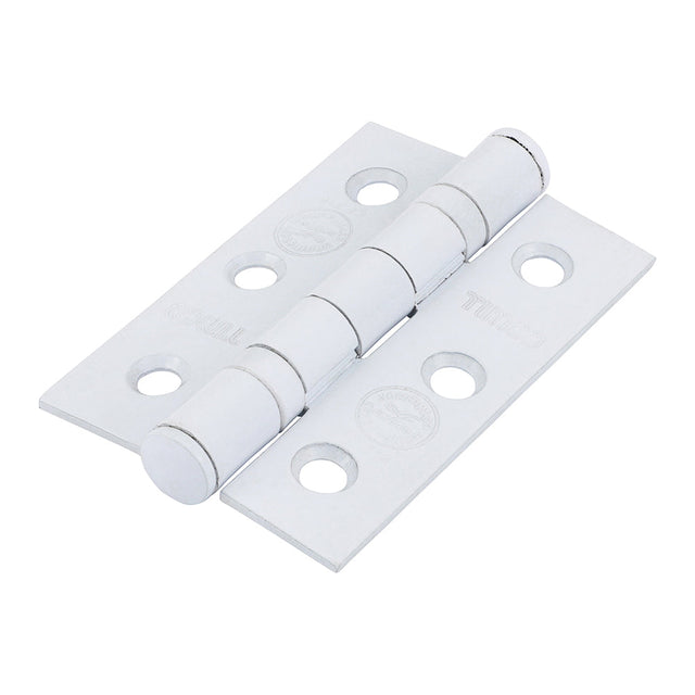 This is an image of Timco - Grade 7 Fire Door Hinges - Epoxy White 76 x 50 x 2.0 (1 Pairs Box) 334267