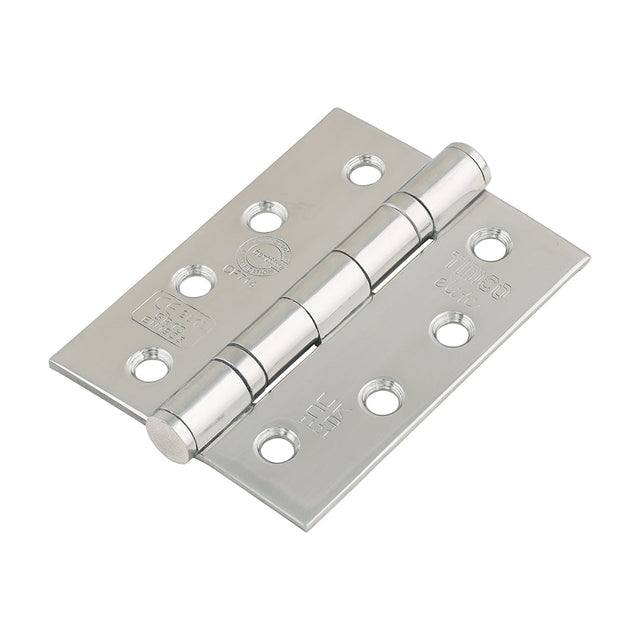 This is an image of Timco - Grade 13 Fire Door Hinges - Polished Stainless Steel 101 x 76 x 3 (1 Pairs Box) 334457