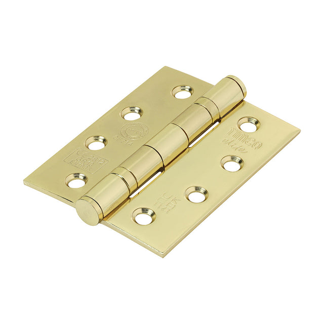 This is an image of Timco - Grade 13 Fire Door Hinges - Electro Brass Stainless Steel 101 x 76 x 3 (1.5 Pairs Blister Pack) 334617