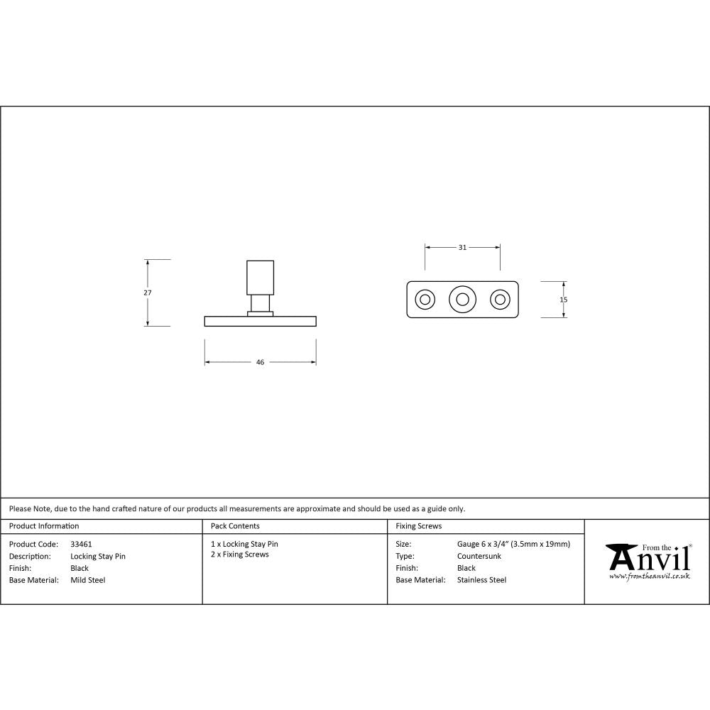 From The Anvil - Black Locking Stay Pin | Sku. 33461 | Trade Door Handles.