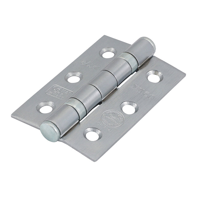 This is an image of Timco - Grade 7 Fire Door Hinges - Satin Chrome 76 x 50 x 2.0 (1 Pairs Box) 334654
