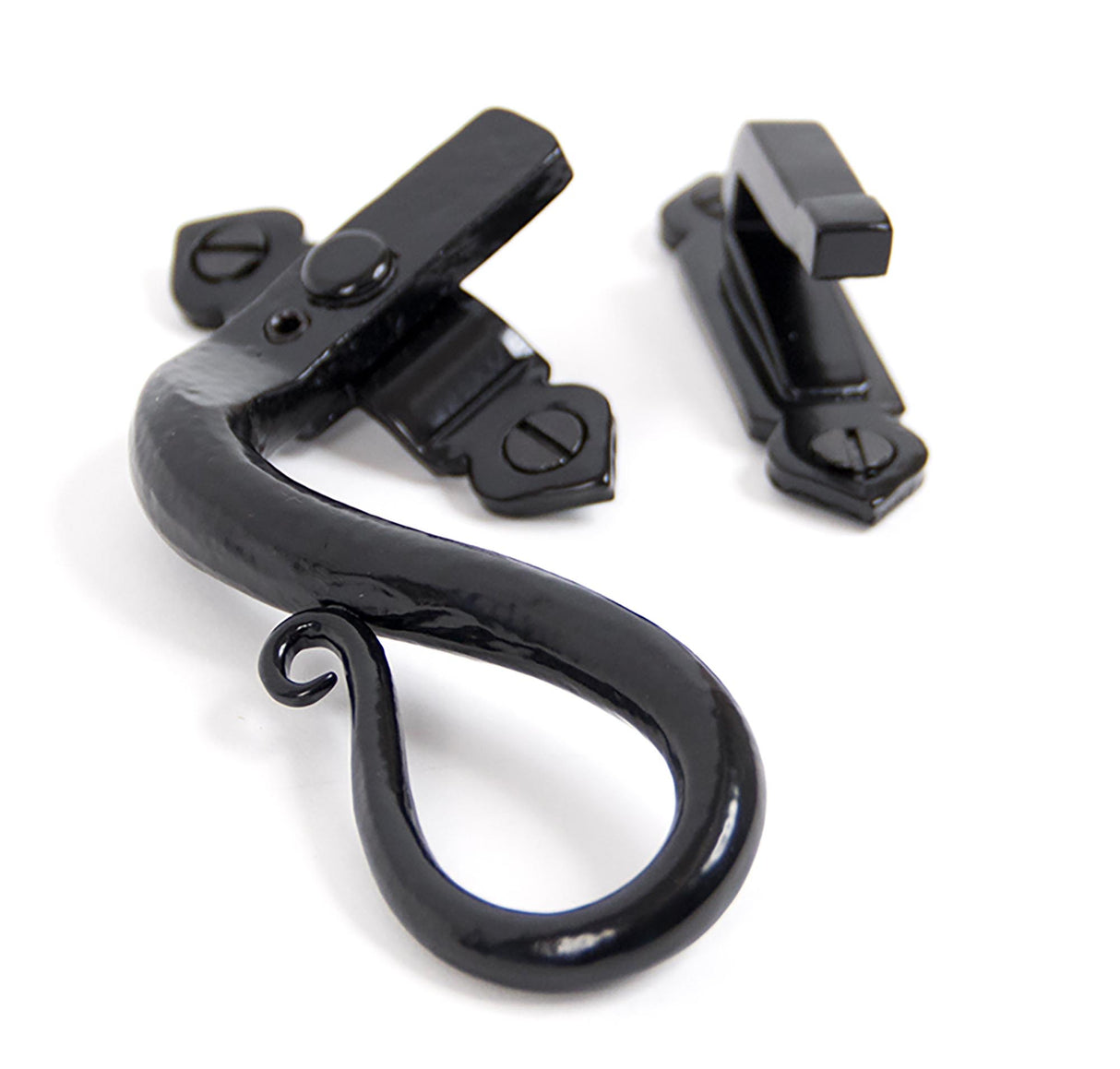 From The Anvil - Black Locking Shepherd's Crook Fastener - LH | Sku. 33468 | Trade Door Handles.