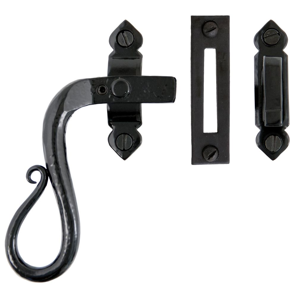 From The Anvil - Black Locking Shepherd's Crook Fastener - LH | Sku. 33468 | Trade Door Handles.