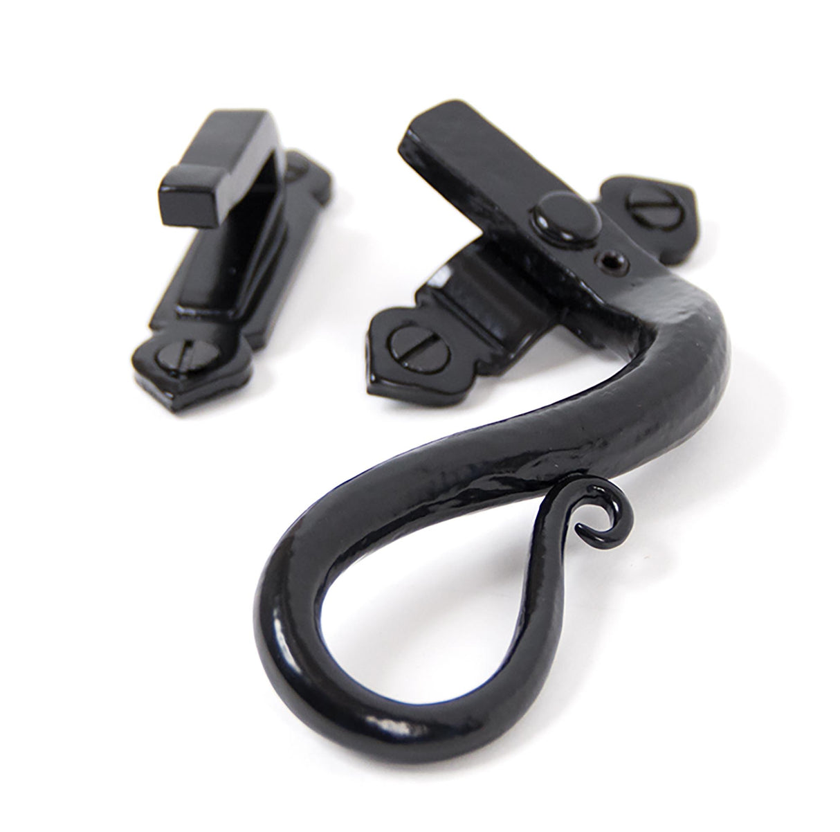 From The Anvil - Black Locking Shepherd's Crook Fastener - RH | Sku. 33469 | Trade Door Handles.