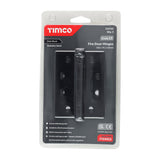 This is an image of Timco - Grade 13 Fire Door Hinges - Matt Black Stainless Steel 101 x 76 x 3 (1.5 Pairs Blister Pack) 334741