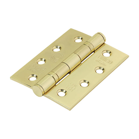 This is an image of Timco - Grade 13 Fire Door Hinges - Electro Brass Stainless Steel 101 x 76 x 3 (1 Pairs Blister Pack) 334777