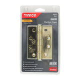 This is an image of Timco - Grade 13 Fire Door Hinges - Electro Brass Stainless Steel 101 x 76 x 3 (1 Pairs Blister Pack) 334777