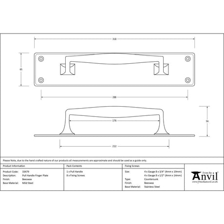 From The Anvil - Beeswax Pull Handle on Backplate | Sku. 33479 | Trade Door Handles.