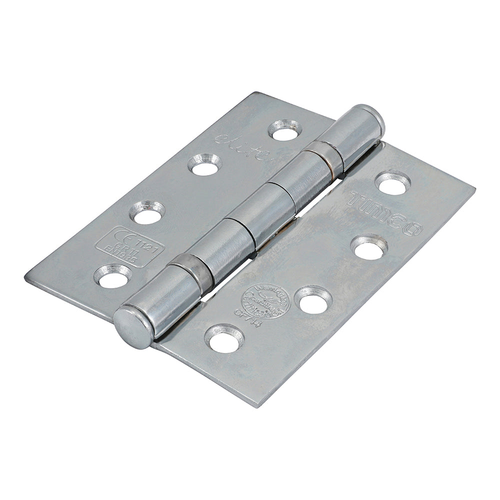 This is an image of Timco - Grade 11 Ball Bearing Fire Door Hinges - Polished Chrome 101 x 76 x 2.6 (1 Pairs TIMbag) 334988P