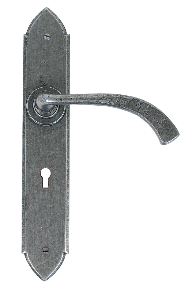 From The Anvil - Pewter Gothic Curved Sprung Lever Lock Set | Sku. 33634 | Trade Door Handles.