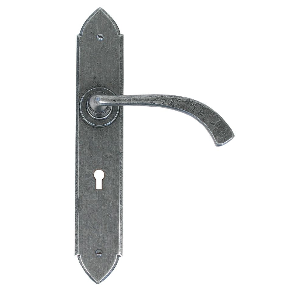 From The Anvil - Pewter Gothic Curved Sprung Lever Lock Set | Sku. 33634 | Trade Door Handles.