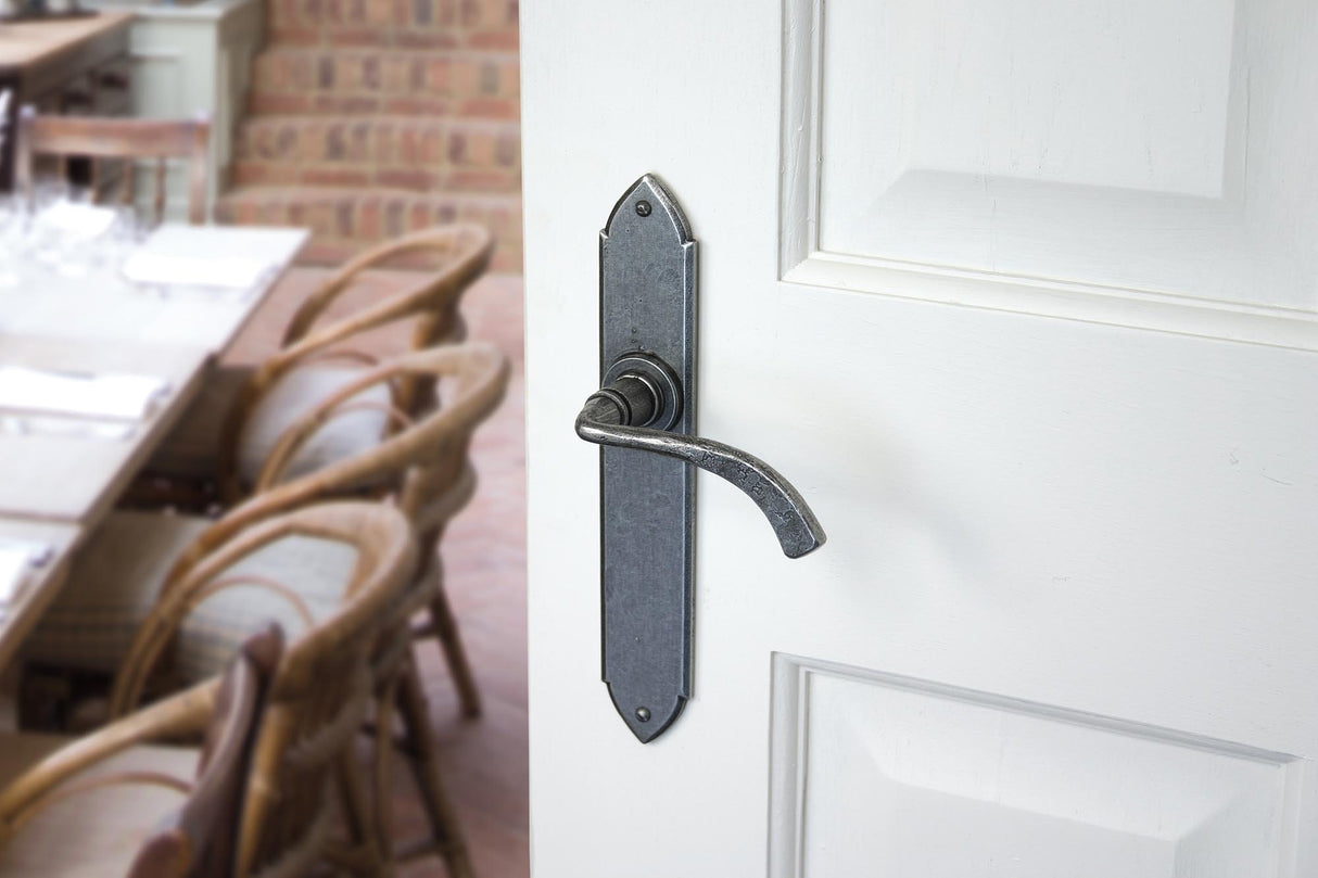 From The Anvil - Pewter Gothic Curved Sprung Lever Latch Set | Sku. 33635 | Trade Door Handles.