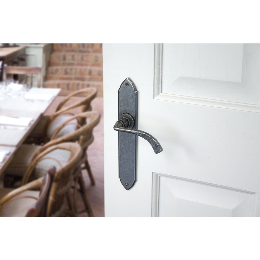 From The Anvil - Pewter Gothic Curved Sprung Lever Latch Set | Sku. 33635 | Trade Door Handles.