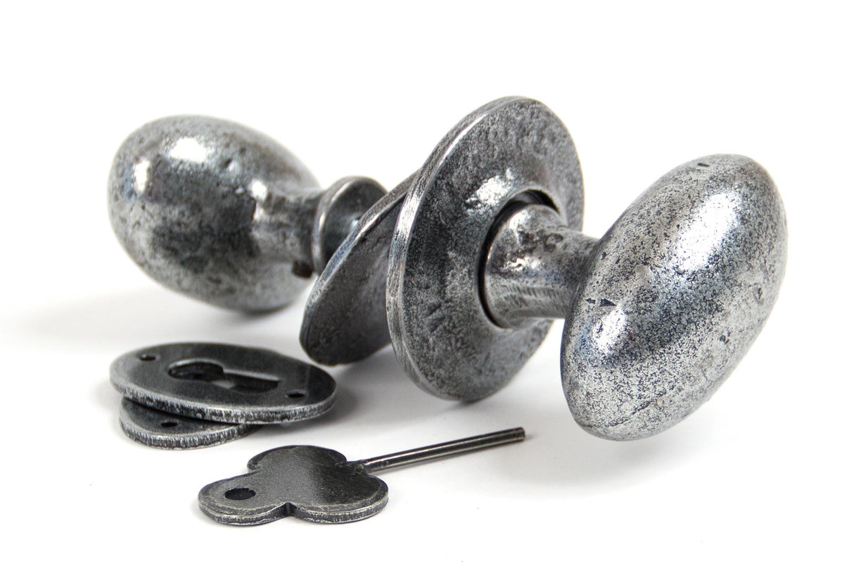 From The Anvil - Pewter Oval Mortice/Rim Knob Set | Sku. 33644 | Trade Door Handles.