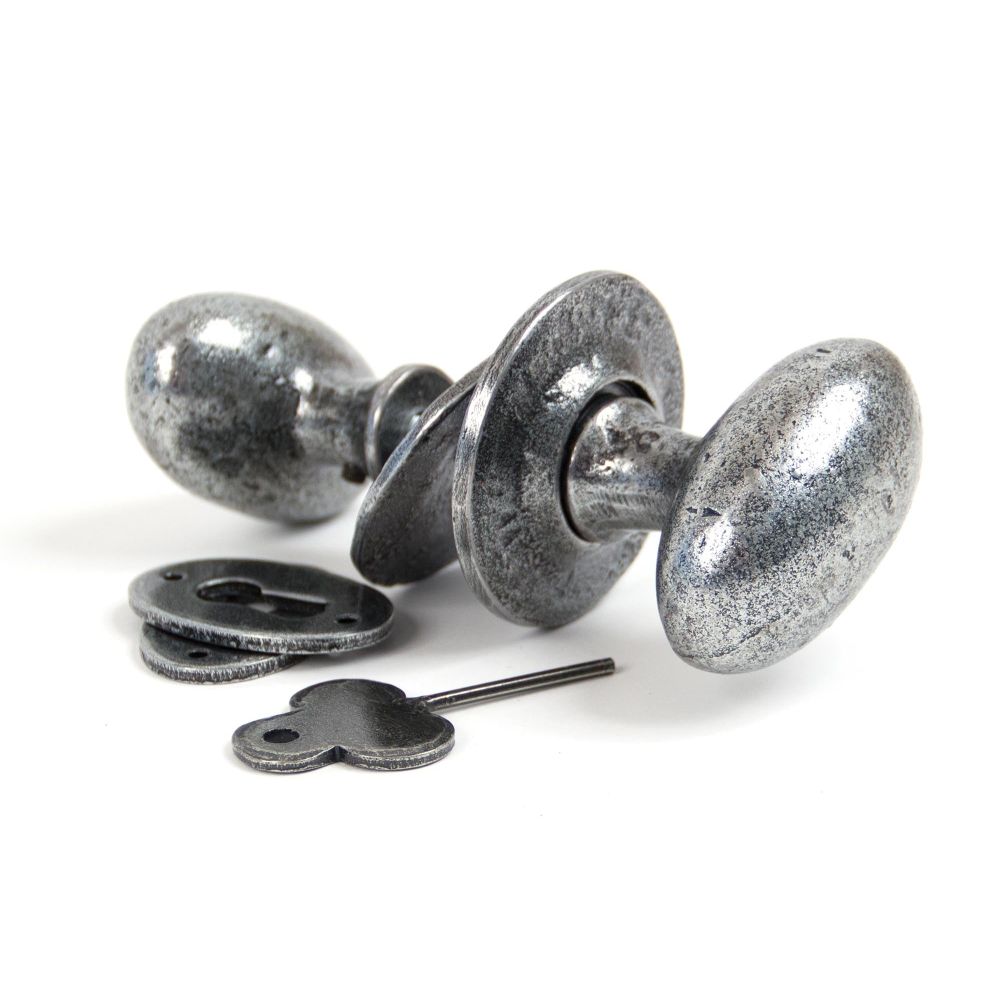 From The Anvil - Pewter Oval Mortice/Rim Knob Set | Sku. 33644 | Trade Door Handles.