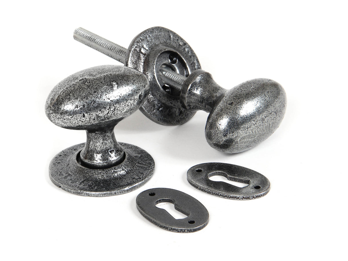 From The Anvil - Pewter Oval Mortice/Rim Knob Set | Sku. 33644 | Trade Door Handles.