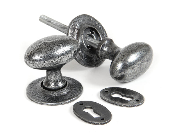 From The Anvil - Pewter Oval Mortice/Rim Knob Set | Sku. 33644 | Trade Door Handles.