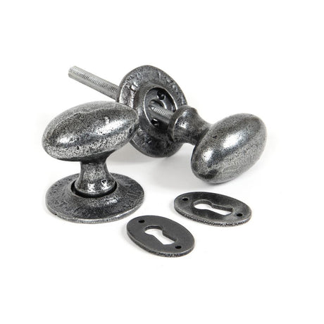 From The Anvil - Pewter Oval Mortice/Rim Knob Set | Sku. 33644 | Trade Door Handles.