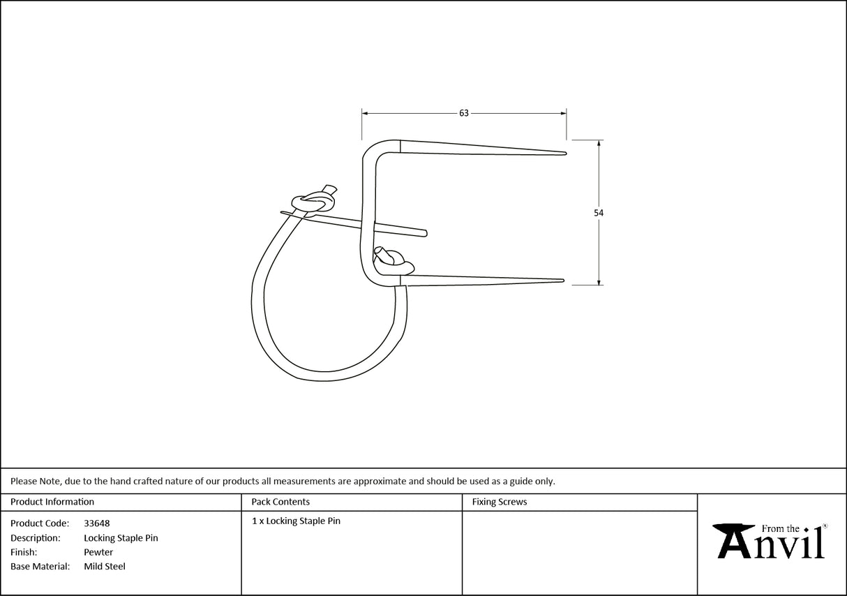 From The Anvil - Pewter Locking Staple Pin | Sku. 33648 | Trade Door Handles.
