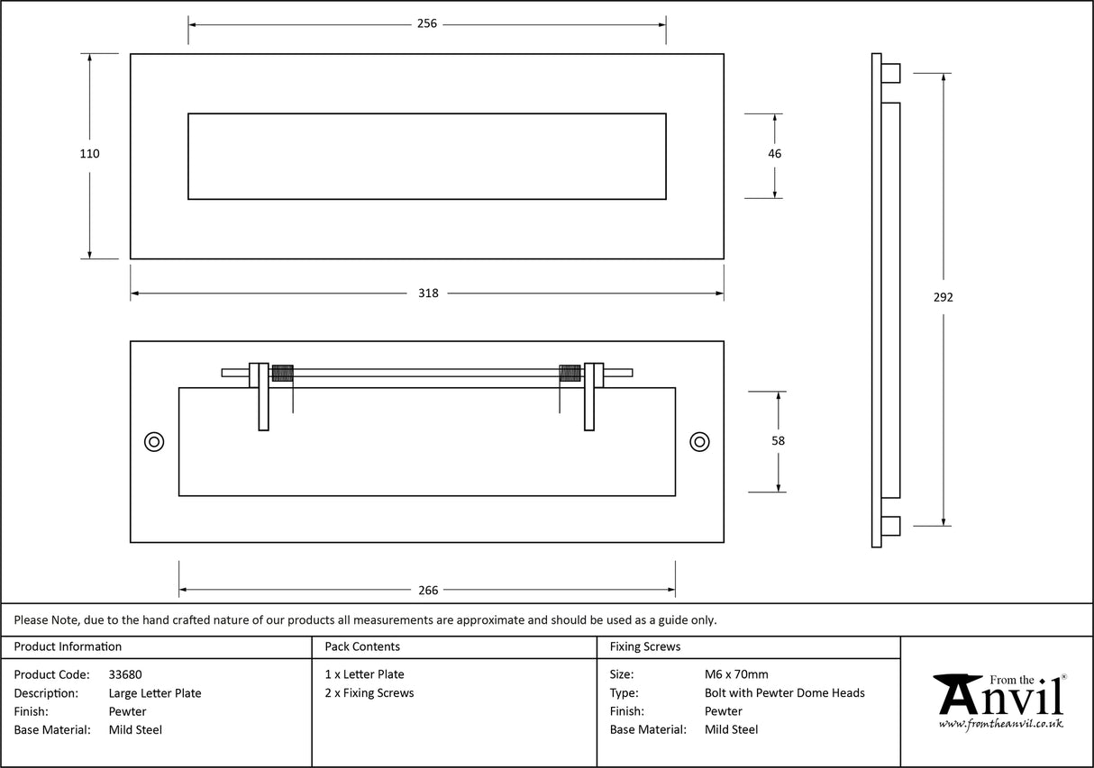 From The Anvil - Pewter Large Letter Plate | Sku. 33680 | Trade Door Handles.