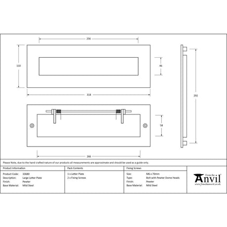 From The Anvil - Pewter Large Letter Plate | Sku. 33680 | Trade Door Handles.