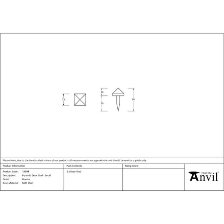 From The Anvil - Pewter Pyramid Door Stud - Small | Sku. 33694 | Trade Door Handles.