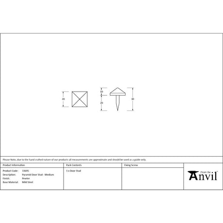 From The Anvil - Pewter Pyramid Door Stud - Medium | Sku. 33695 | Trade Door Handles.