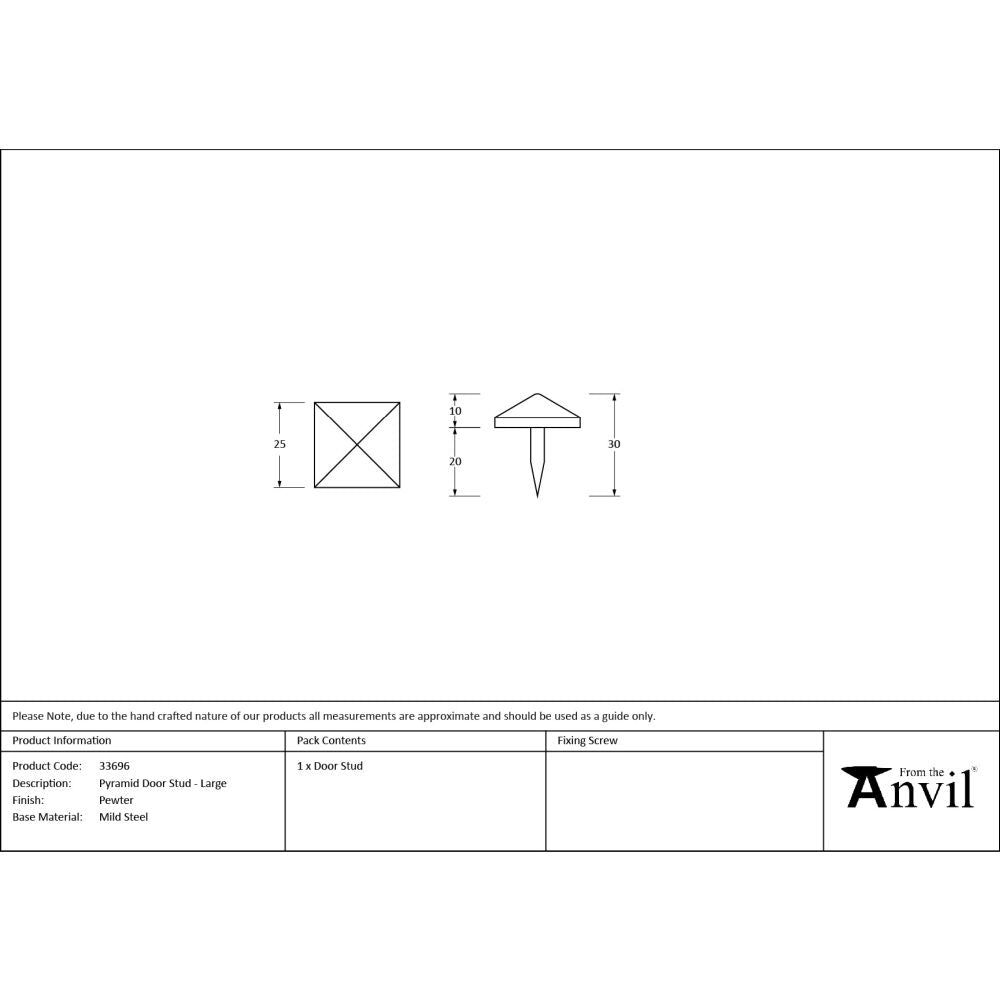 From The Anvil - Pewter Pyramid Door Stud - Large | Sku. 33696 | Trade Door Handles.
