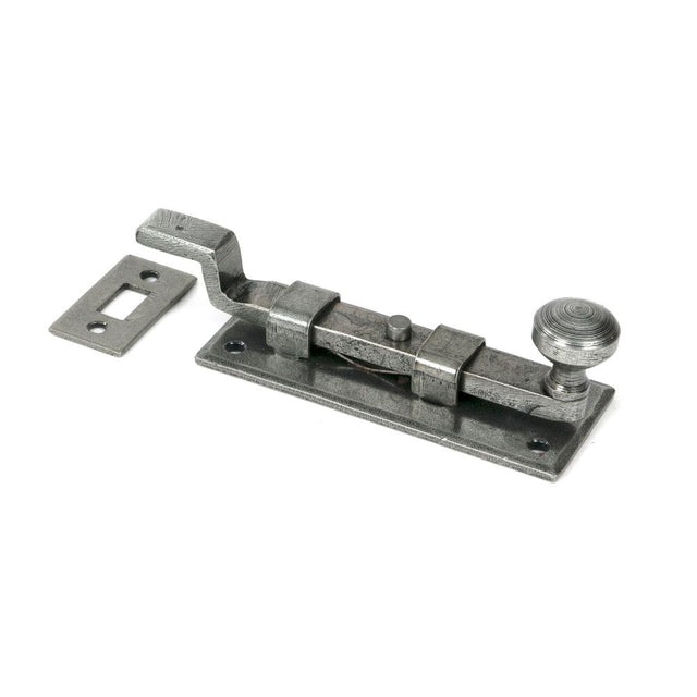 From The Anvil - Pewter 4" Cranked Knob Bolt | Sku. 33721 | Trade Door Handles.
