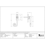 From The Anvil - Antique Pewter Slim Monkeytail Espag - LH | Sku. 33729 | Trade Door Handles.