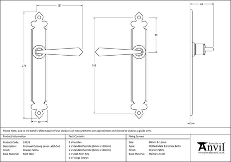 From The Anvil - Pewter Cromwell Lever Latch Set | Sku. 33731 | Trade Door Handles.