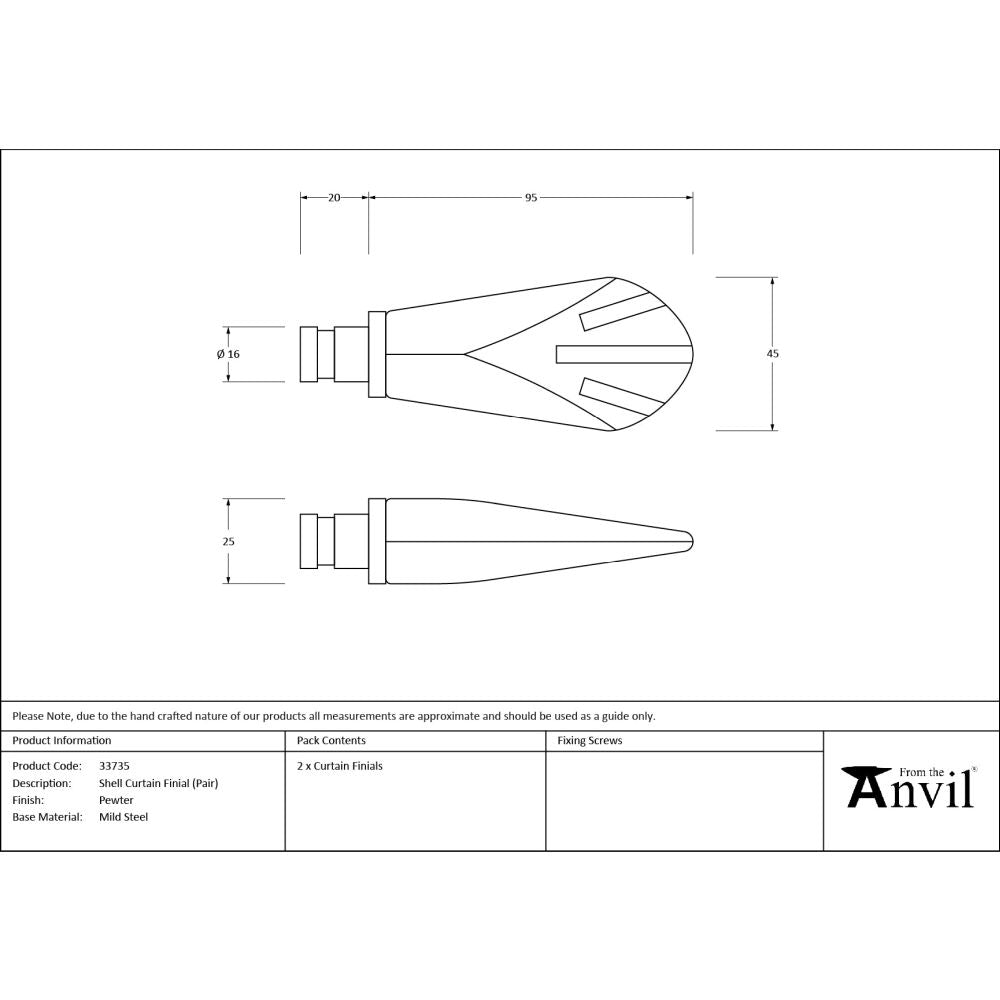 From The Anvil - Pewter Shell Curtain Finial (pair) | Sku. 33735 | Trade Door Handles.