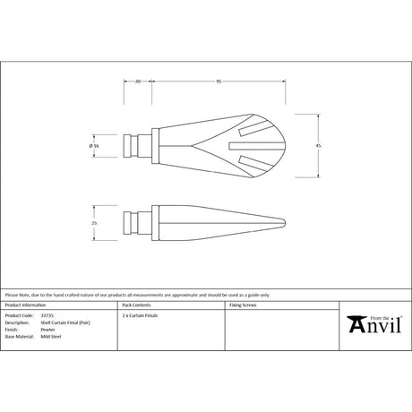 From The Anvil - Pewter Shell Curtain Finial (pair) | Sku. 33735 | Trade Door Handles.