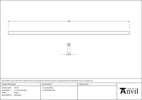 From The Anvil - Pewter 1.5m Curtain Pole | Sku. 33739 | Trade Door Handles.