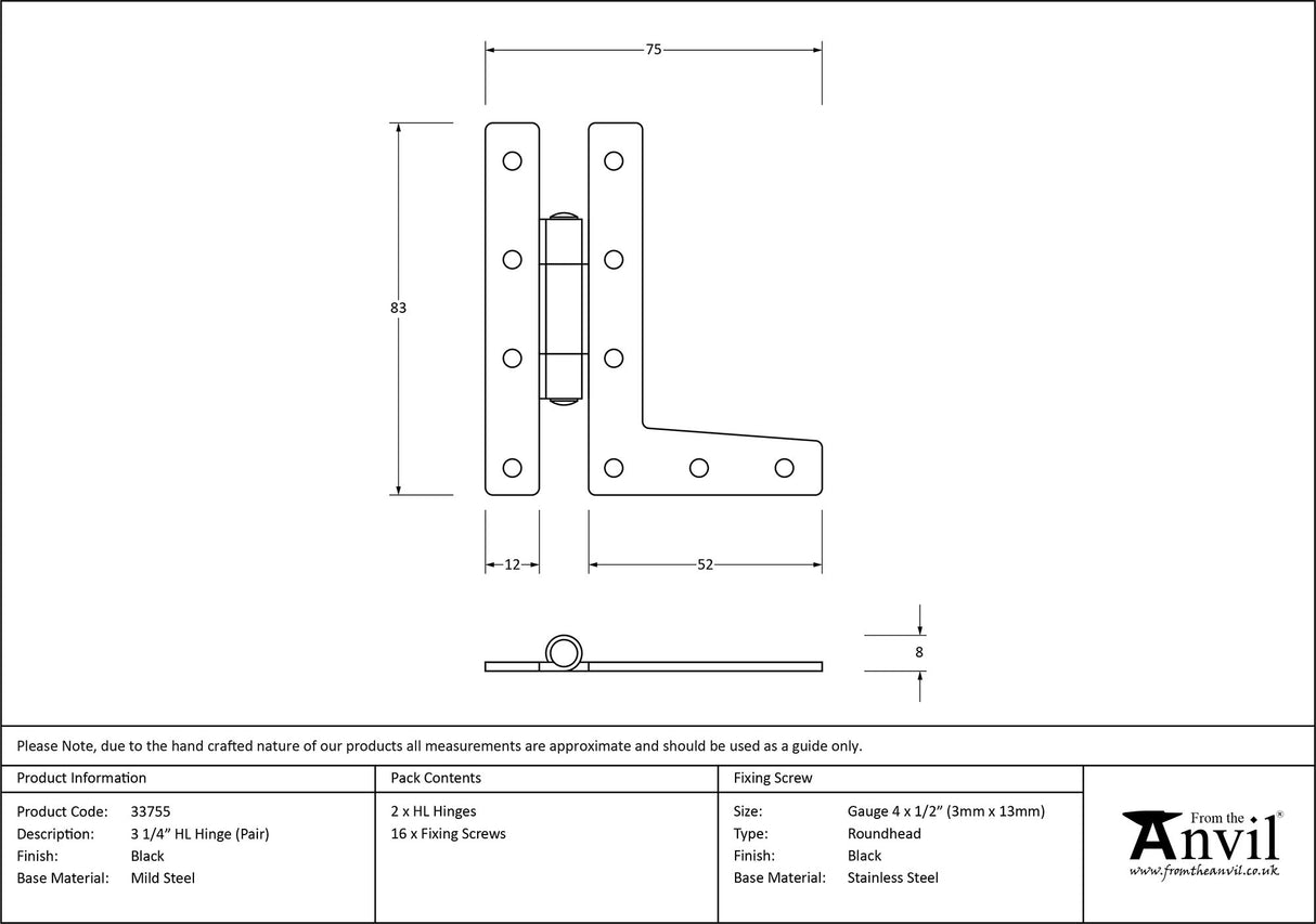 From The Anvil - Black 3ÃƒÆ’Ã†€™Ãƒ€ ‚¬„¢ÃƒÆ’‚¬ €š¬€ž¢ÃƒÆ’Ã†€™¢ÃƒÆ’¢€š¬Ã…¡¬ÃƒÆ’‚¬¦¡ÃƒÆ’Ã†€™Ãƒ€ ‚¬„¢ÃƒÆ’¢‚¬Å¡¬Ãƒ€¦¡ÃƒÆ’Ã†€™€š¬Ã…¡ÃƒÆ’‚¬Å¡¼" HL Hinge (pair) | Sku. 33755 | Trade Door Handles.