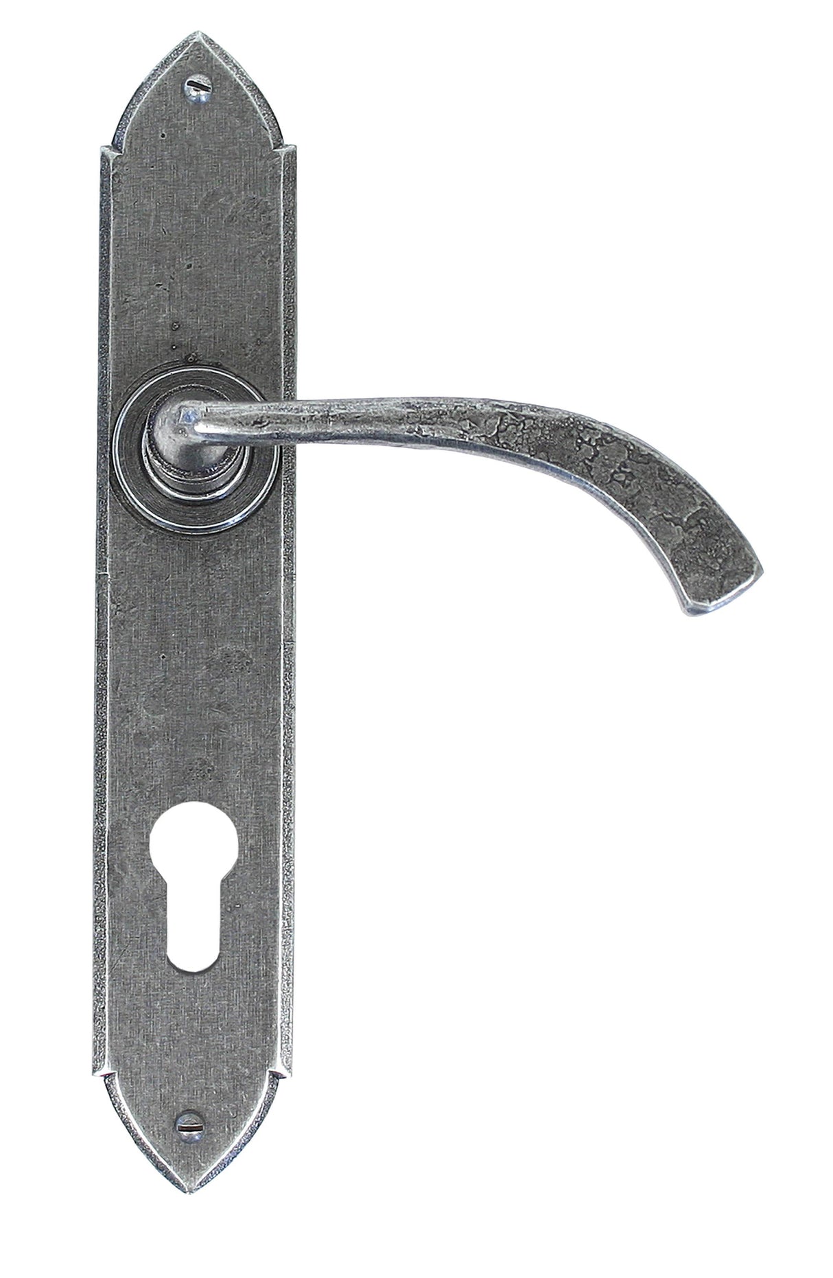 From The Anvil - Pewter Gothic Curved Lever Espag. Lock Set | Sku. 33765 | Trade Door Handles.