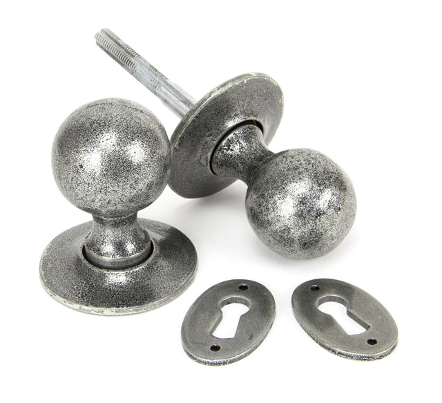From The Anvil - Pewter Round Mortice/Rim Knob Set | Sku. 33778 | Trade Door Handles.