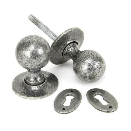 From The Anvil - Pewter Round Mortice/Rim Knob Set | Sku. 33778 | Trade Door Handles.
