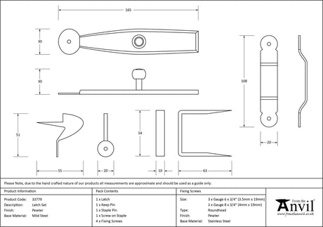 From The Anvil - Pewter Latch Set | Sku. 33779 | Trade Door Handles.