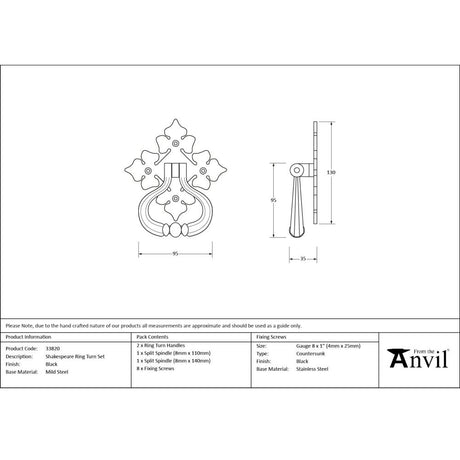 From The Anvil - Black Shakespeare Ring Turn Set | Sku. 33820 | Trade Door Handles.