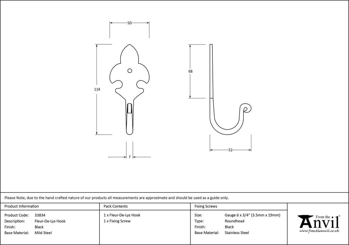 From The Anvil - Black Fleur-De-Lys Coat Hook | Sku. 33834 | Trade Door Handles.