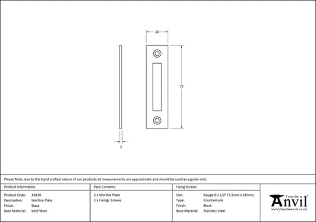 From The Anvil - Black Mortice Plate | Sku. 33838 | Trade Door Handles.